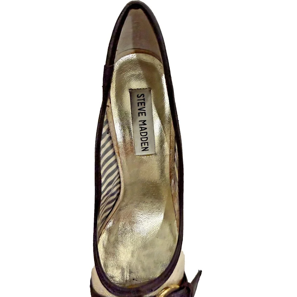 Steve Madden Lezlie Fabric Peep‎ Toe Sandals Buckle 4.25
